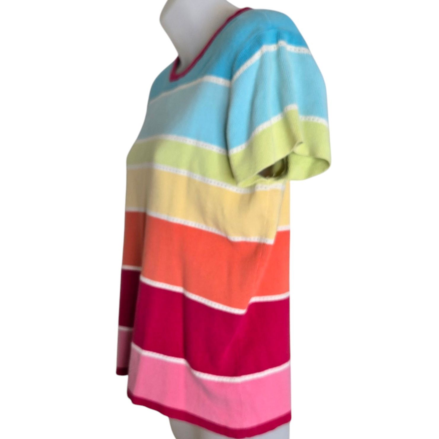 Other Talbots Womens Striped Sweater Large Short Sleeves Cotton Size L / US 10 / IT 46 - 7 Thumbnail