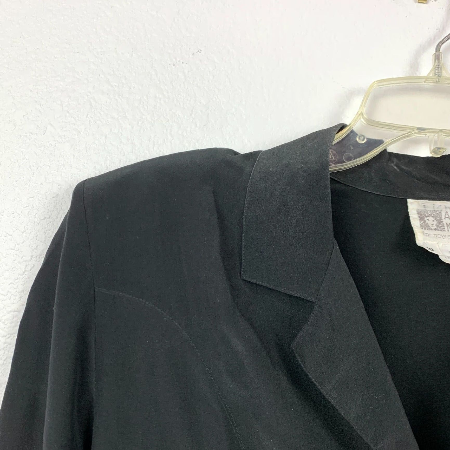 Anne Klein VINTAGE Anne Klein Shirt 10 Black 100% Silk Long Sleeve Dress 1980s Secretary/Geek Mens Womens Size L / US 10 / IT 46 - 2 Thumbnail