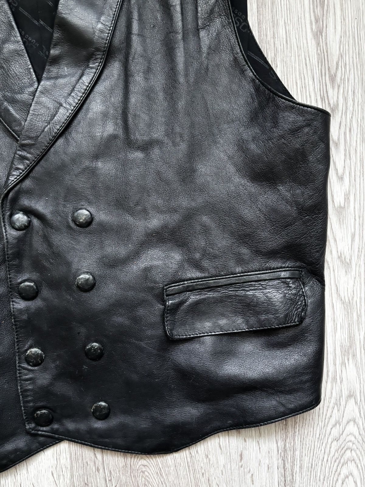Hugo Boss Rare Hugo Boss Double-Breasted Leather Vest Czechoslovakia Size 38R - 2 Thumbnail