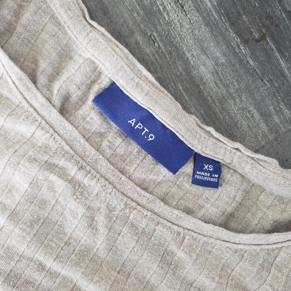 Apt. 9 Light Taupe Ribbed Apt.9 Short Sleeve Size XS / US 0-2 / IT 36-38 - 4 Thumbnail
