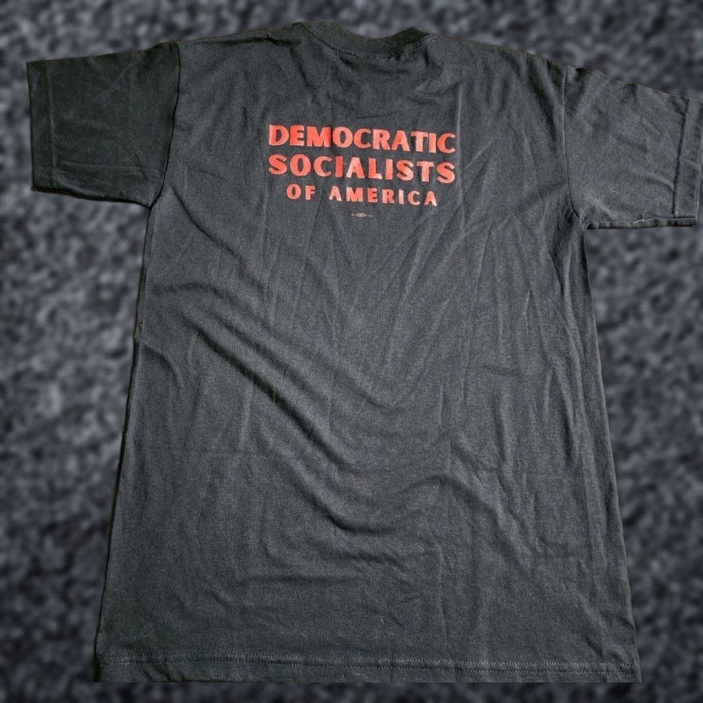 Mens L Union Made Democratic Socialists Of America Rose T Shirt Double Sided