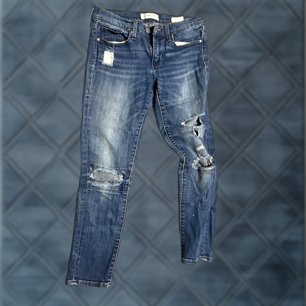 Banana Republic BANANA REPUBLIC Women's Premium Denim Skinny Ankle Jeans Size 25P Blue Destroyed Size 42" / US 20 - 1 Thumbnail