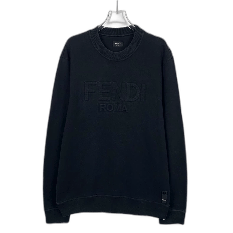Fendi Fendi Black Logo Cotton Long Sleeve Sweatshirt Size US L / EU 52-54 / 3 - 1 Thumbnail