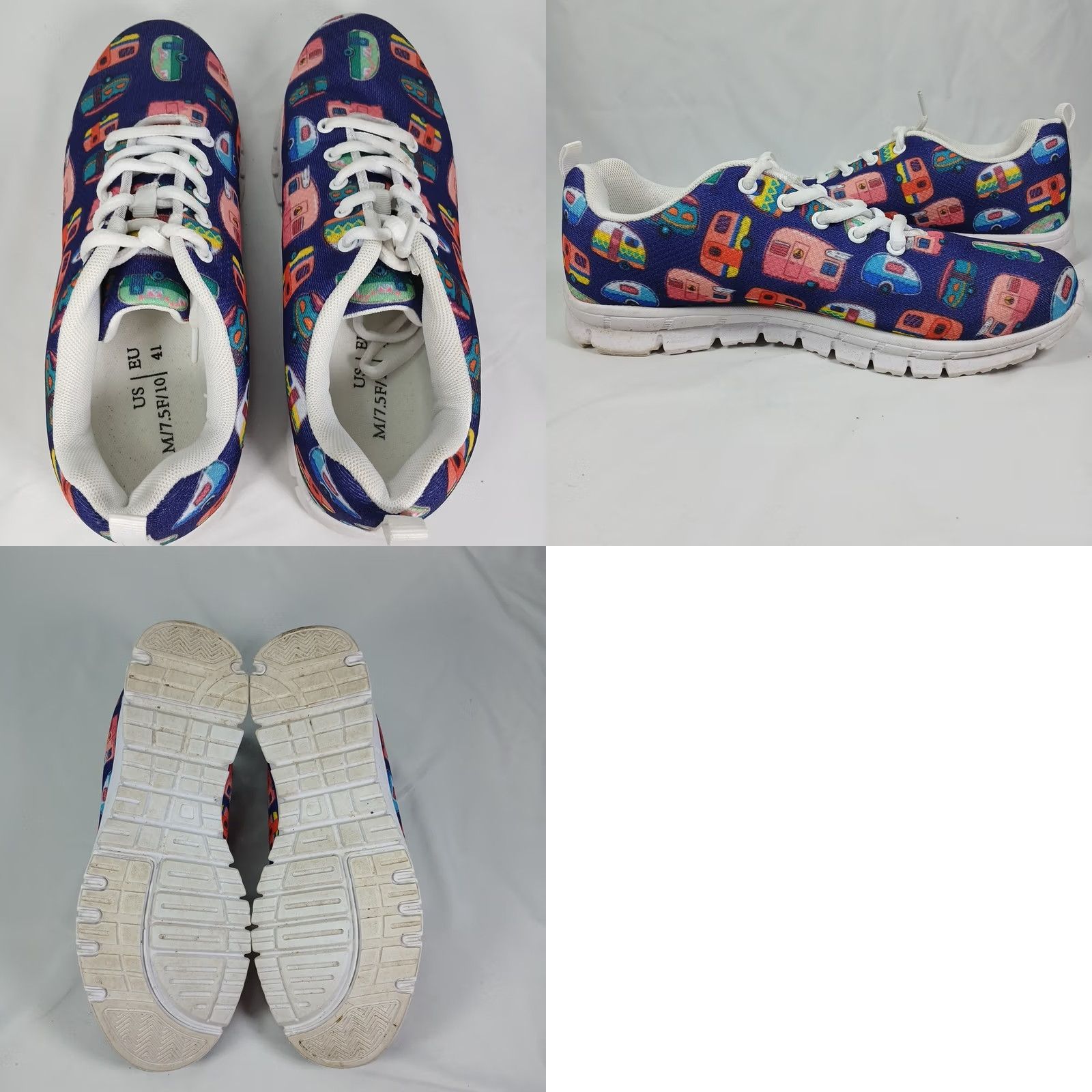Camper Novelty Camper Trailer Print Sneakers Women’s 10 Blue Casual Athletic Shoes Tennis Size US 10 / IT 40 - 8 Thumbnail