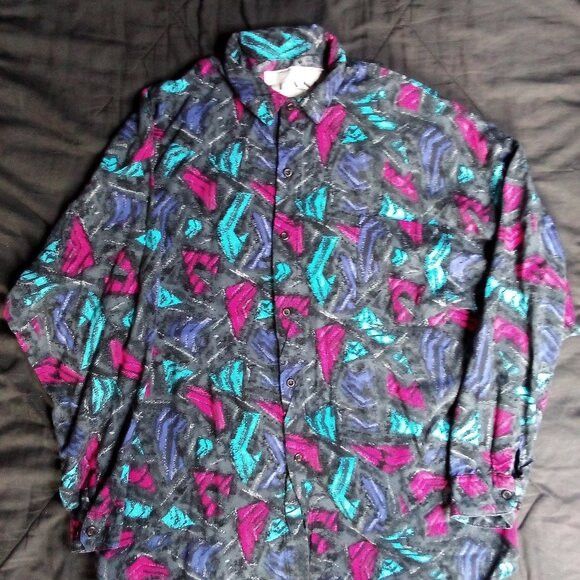 Other Vintage Frank Abstract Geometric Button Shirt Long Sleeve Size XXL / US 16-18 / IT 52-54 - 2 Thumbnail