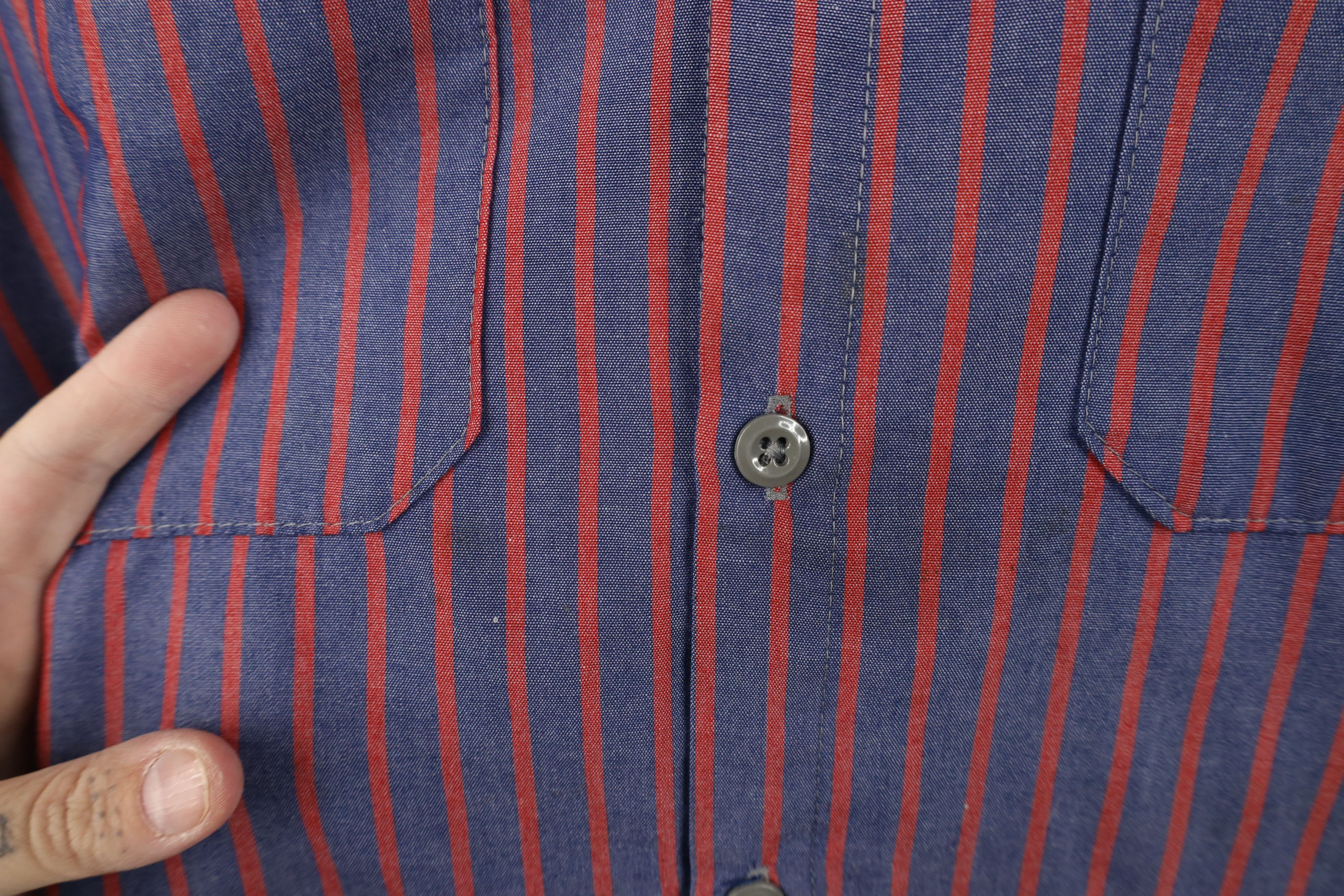 Vintage Vintage 90s Streetwear Striped Workwear Mechanic Shirt Size US L / EU 52-54 / 3 - 5 Thumbnail