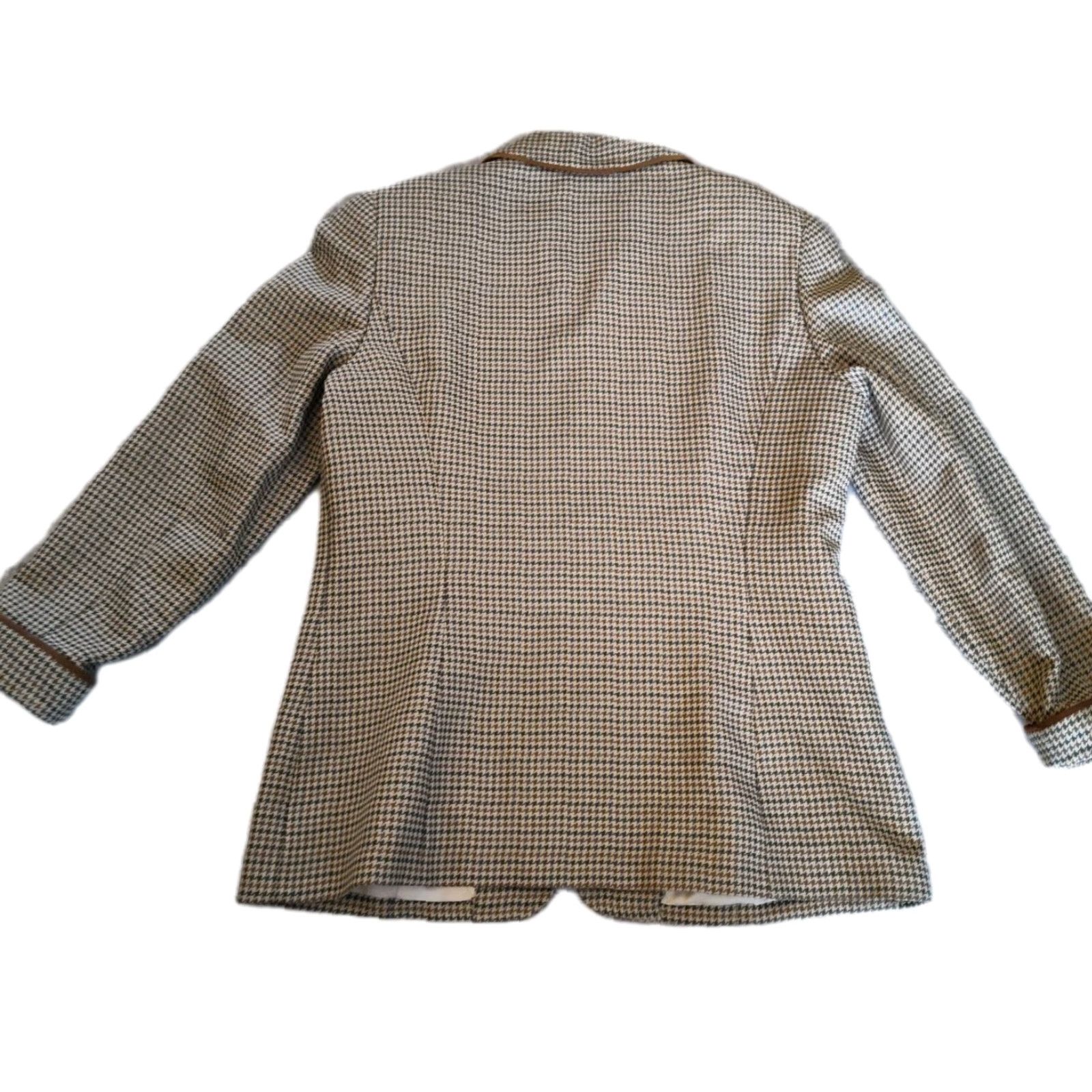 Liz Claiborne VINTAGE Liz Claiborne Women's Jacket Mid-Length Wool Blend Houndstooth 90s Casual Style Size 10 Size L / US 10 / IT 46 - 2 Thumbnail