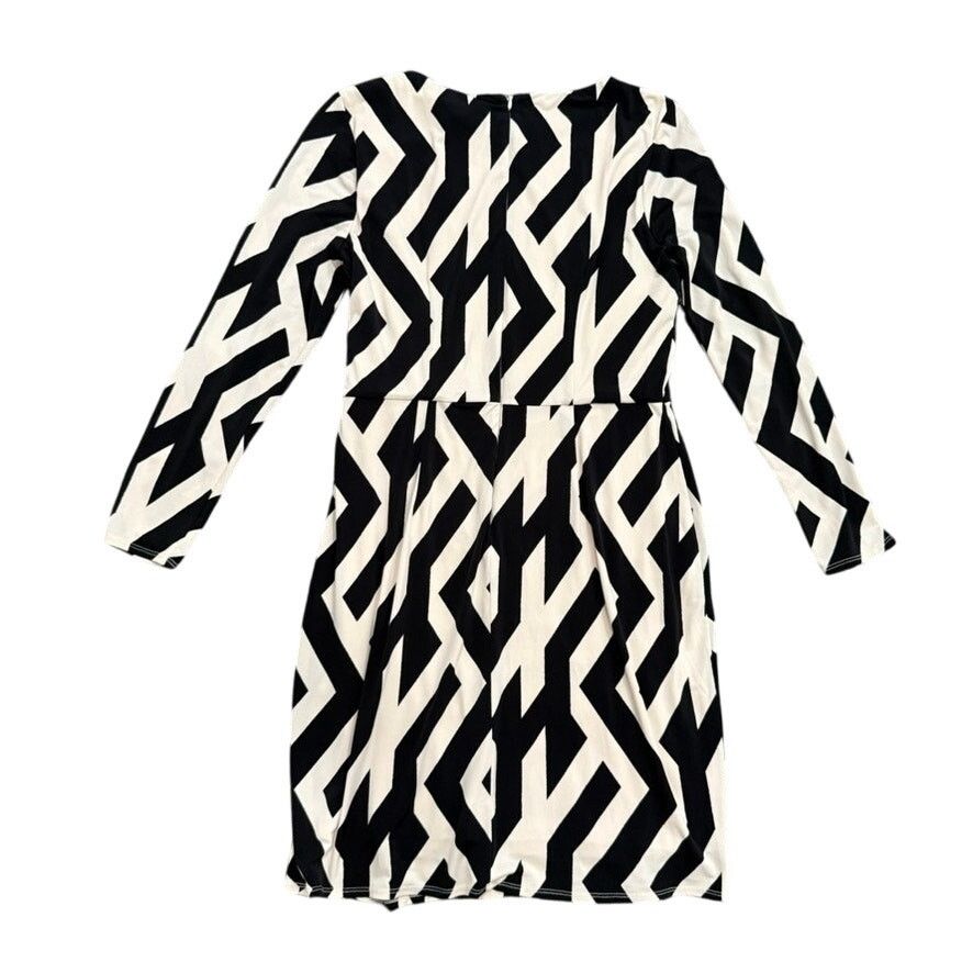 Donna Morgan Donna Morgan Long Sleeve Geometric Dress Black, Size US 10 Size L / US 10 / IT 46 - 7 Thumbnail