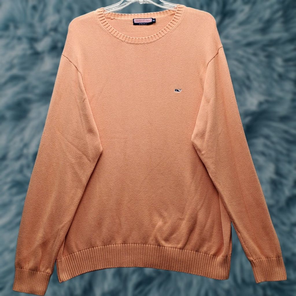 Vineyard Vines Vineyard Vines Mens XXL Orange Knit Long Sleeve Crew Neck Logo Pullover Sweater Size US XXL / EU 58 / 5 - 1 Thumbnail