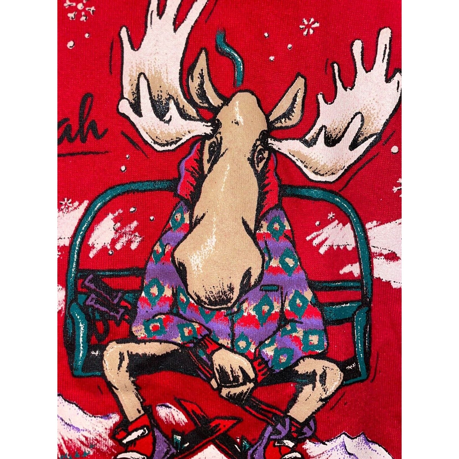 Jerzees Vintage Ski Sweatshirt Skiing Crewneck Utah Moose VTG 90s M Size US M / EU 48-50 / 2 - 3 Thumbnail