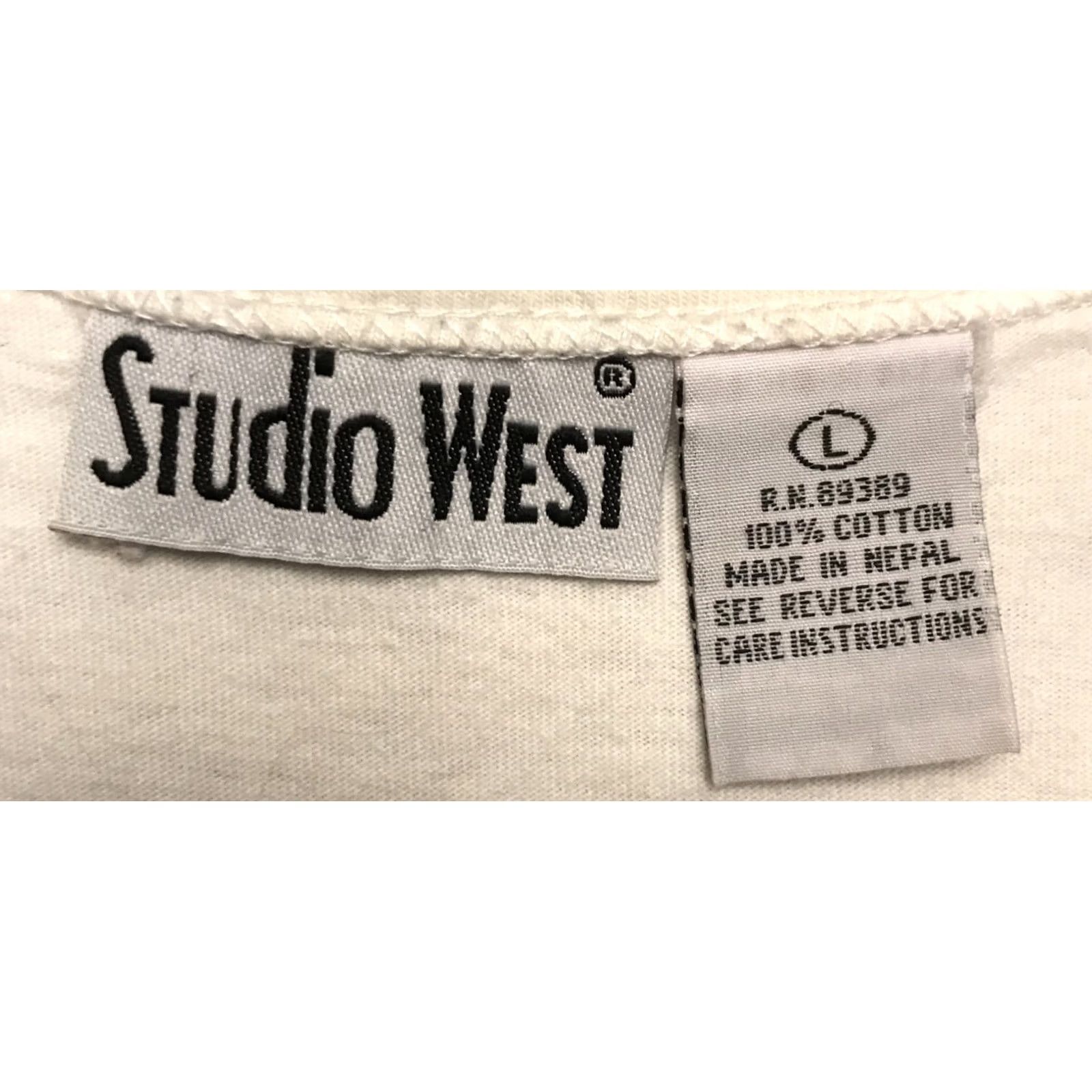 Vintage Studio West Womens L White Tank Top shirt rhinestone 1203 Size L / US 10 / IT 46 - 3 Thumbnail