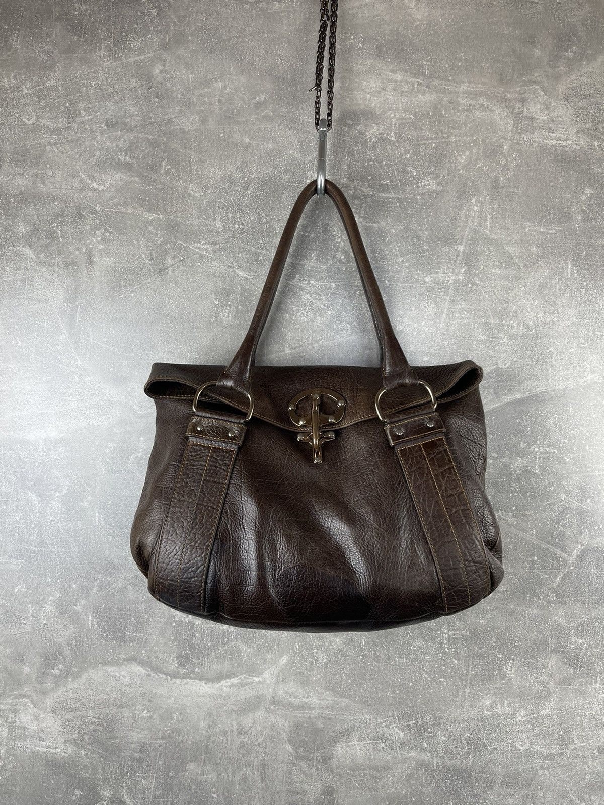 Fay Carbine Avant Garde Brown Leather Tote Shoulder Bag, Women's