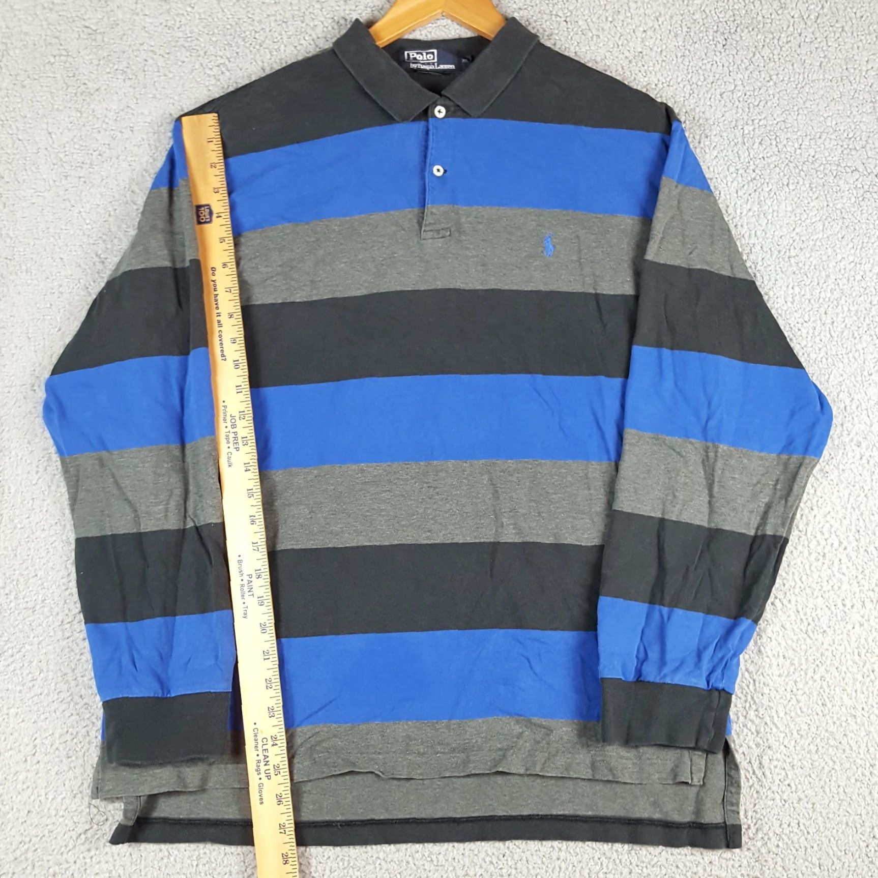 Polo Ralph Lauren VINTAGE Polo Ralph Lauren Polo Shirt XL Striped Blue 90s Grunge Skater Preppy Short Sleeve Classic Mens Size US XL / EU 56 / 4 - 8 Thumbnail