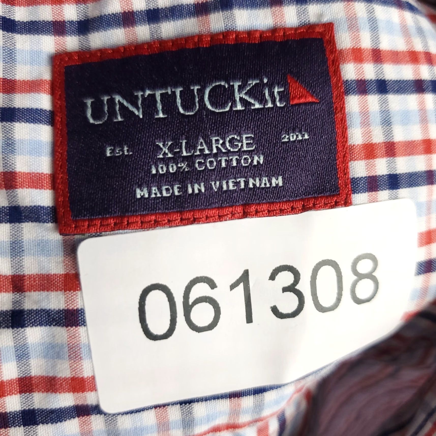 UNTUCKit UNTUCKit Shirt Mens XL Red Blue Check Long Sleeve Button-Up Casual Classic Modern Preppy Cotton Woven Pattern: Check Size US XL / EU 56 / 4 - 7 Thumbnail
