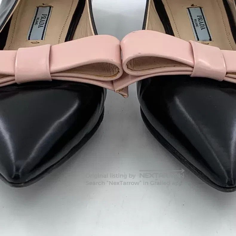 Prada Prada Black pointed bow casual flat shoes Size US 6.5 / IT 36.5 - 8 Thumbnail