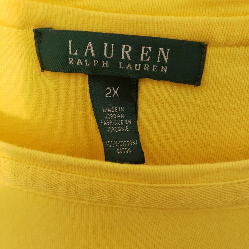 Lauren Ralph Lauren CT206 Ralph Lauren Ladies Yellow Long Sleeve Blouse 2X Size XXL / US 16-18 / IT 52-54 - 3 Thumbnail