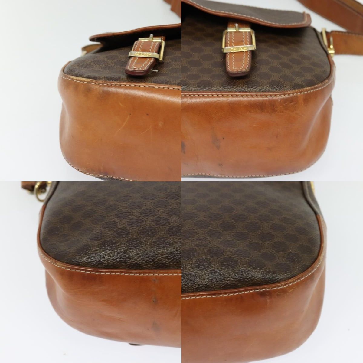 Celine CELINE Macadam Canvas Shoulder Bag Pvc Leather Brown Gold Size ONE SIZE - 10 Thumbnail