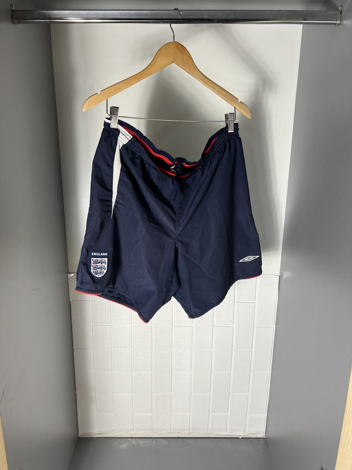 Umbro × Vintage VERY RARE UMBRO ENGLAND RETRO SOCCER SHORTS BLOKECORE 90s Size US 34 / EU 50 - 3 Thumbnail
