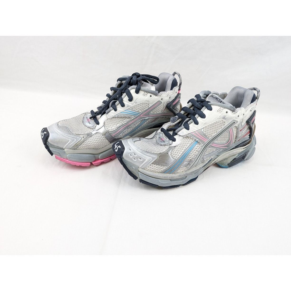 Balenciaga o1rshd1 Mesh Rubber Runners in Eggsh/Grey/Pink/Blue Size US 12 / EU 45 - 18 Thumbnail