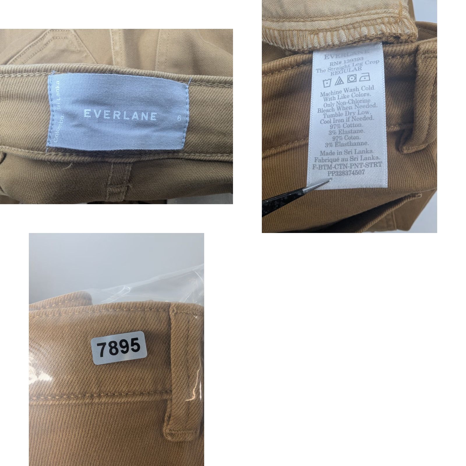 Everlane Everlane The Straight Leg Crop Pant Women 6 Beiges Cotton Twill High Rise Relaxed Front Flat Cropped Modern Vintage No Size 28" / US 6 / IT 42 - 9 Thumbnail