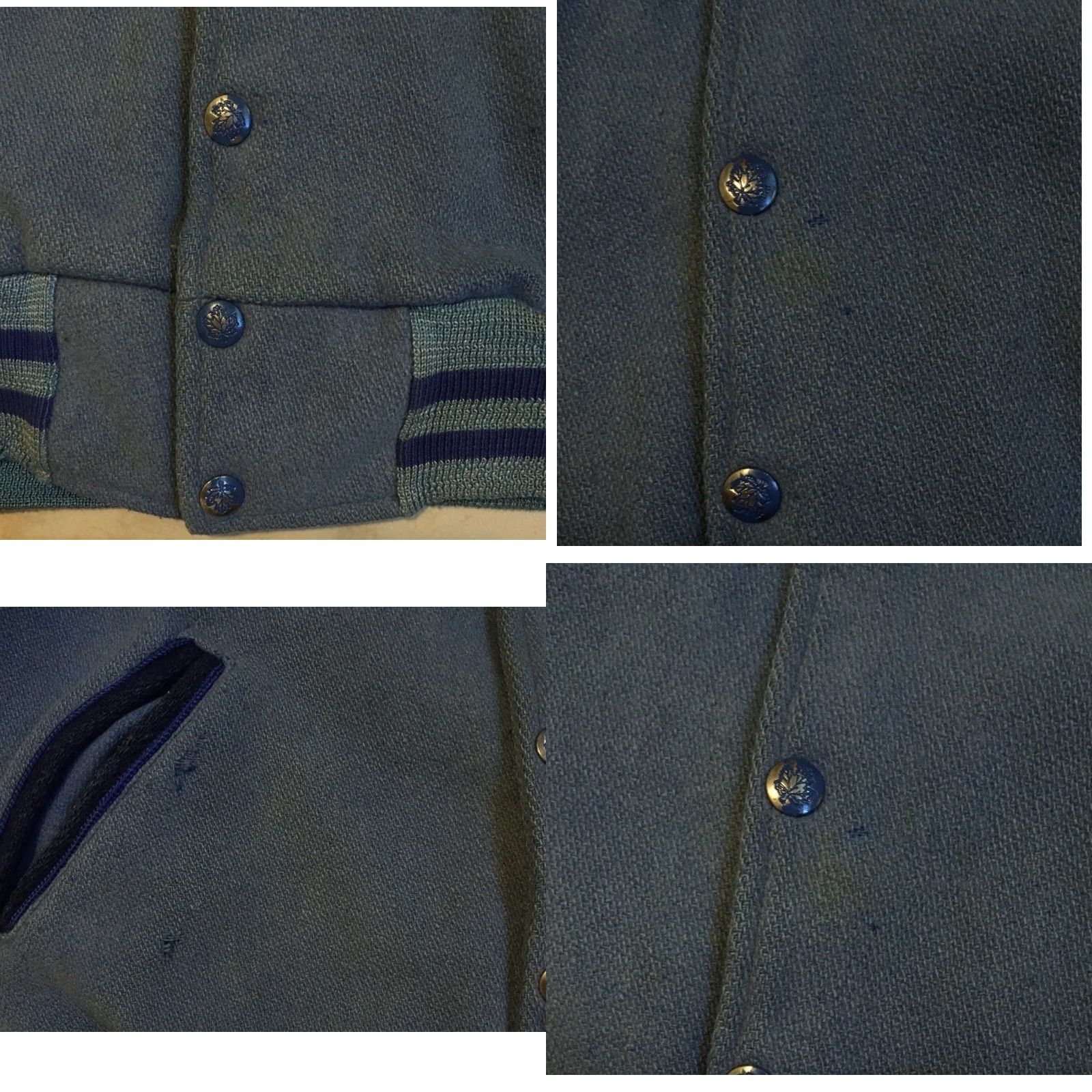Vintage Vtg 60s Faded Varsity Letterman Jacket 36 USA Wool Blue Striped Bomber Jacket Mens 60s 70s Grunge Football Track PE University School California LSHS Size US XXS / EU 40 - 8 Thumbnail
