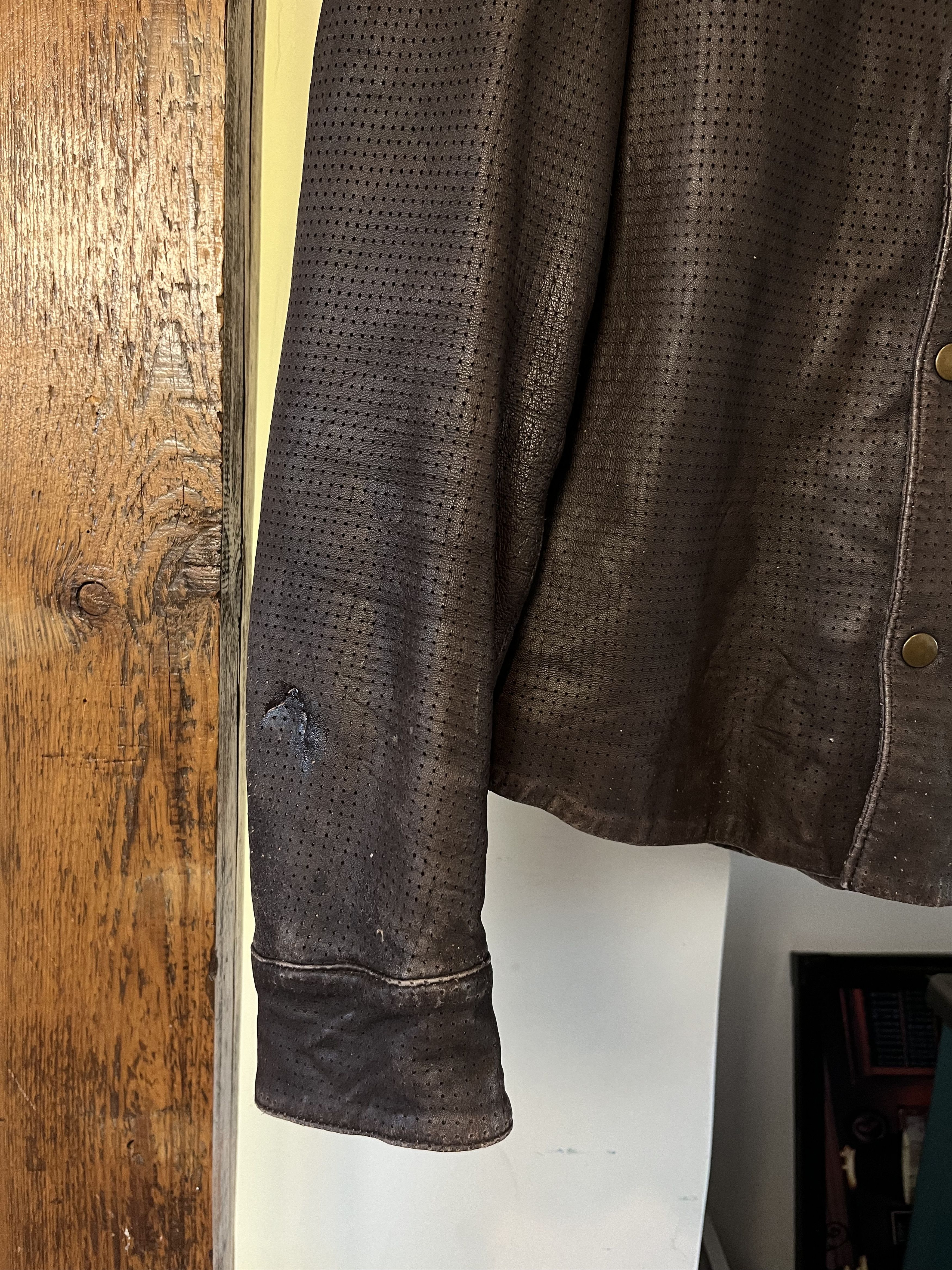 Allsaints × Vintage Vintage 07' Allsaints Perforated Leather Jacket Size US XL / EU 56 / 4 - 3 Thumbnail