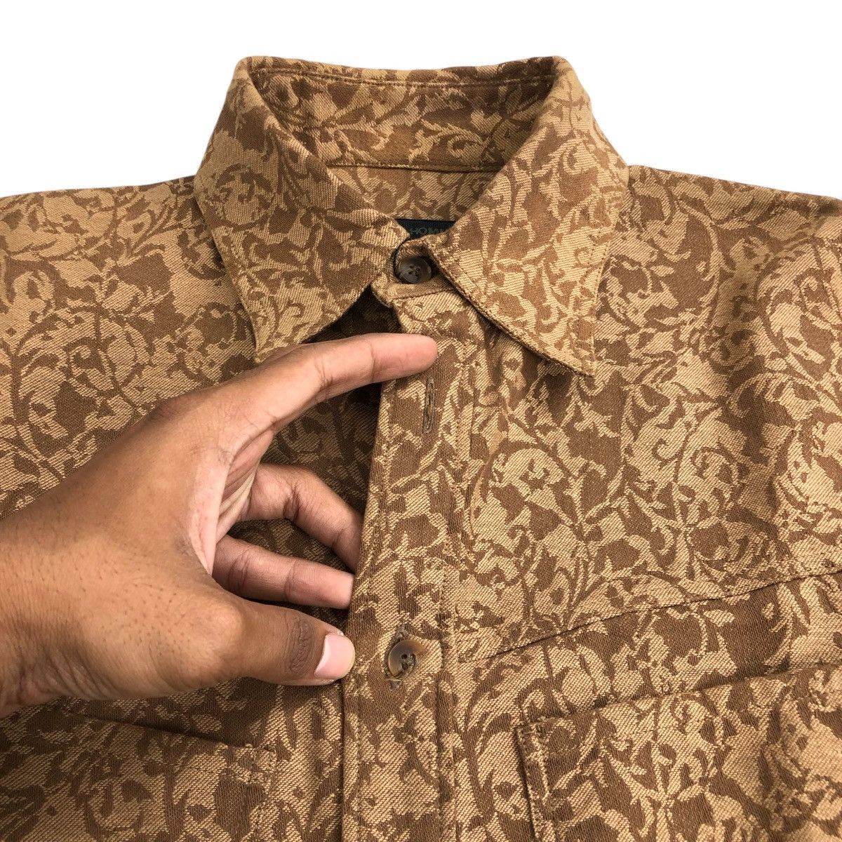 Issey Miyake × Japanese Brand × Tete Homme 1990s Tete Homme Issey Miyake Double Pocket Florals Shirt Size US M / EU 48-50 / 2 - 6 Thumbnail