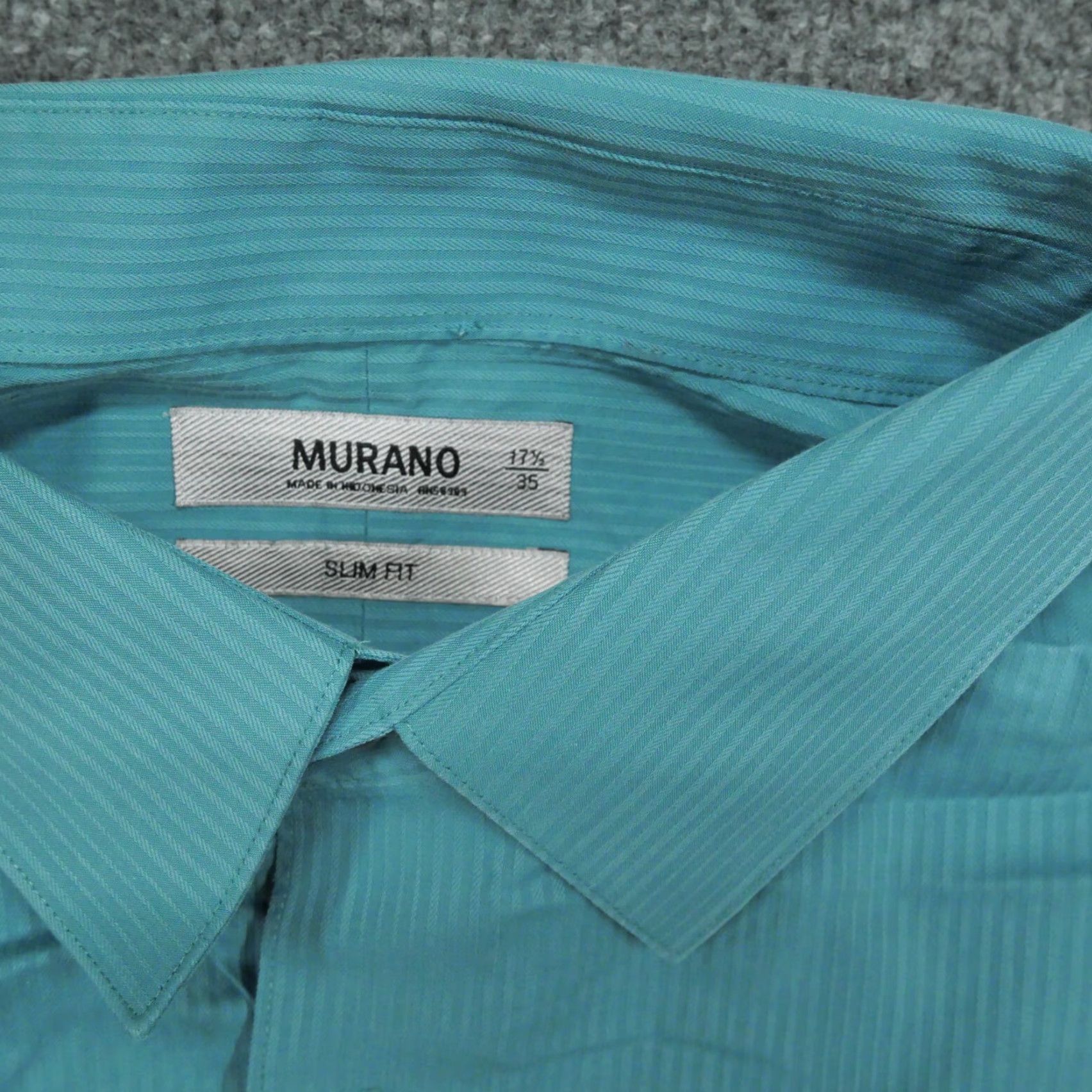 Murano Murano Shirt Mens 17.5 35 Blue Teal Button Up Slim Fit Dress Long Sleeve Size 48R - 3 Thumbnail