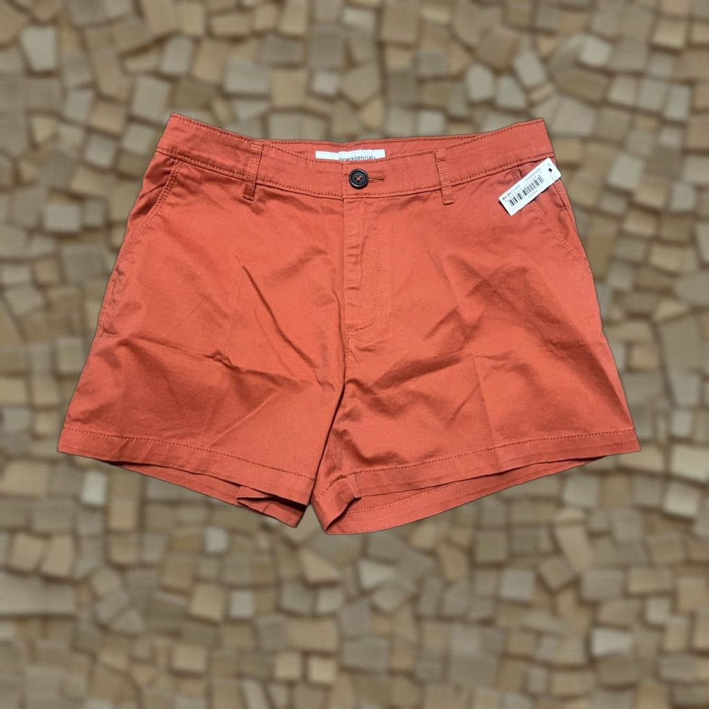 Vintage Amazon Shorts Women’s 10 Orange Pockets NWT Modern Chino Casual Classic Fit Regular Inseam 4 in Front Flat Front Vintage No Size 32" / US 10 / IT 46 - 1 Thumbnail