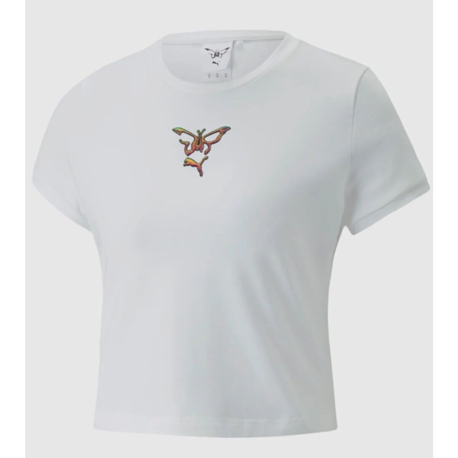 Puma Puma X Dua Lipa White Butterfly Hologram Graphic Crop Tee SM Size S / US 4 / IT 40 - 9 Thumbnail
