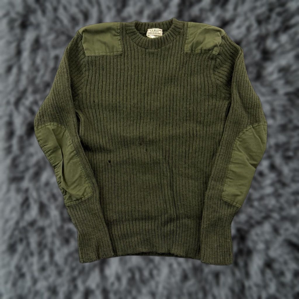 Vintage VINTAGE L.L. Bean Sweater Mens XL Green Pullover 90s Wool Army Military Button Logo Crew Neck Knit Size US XL / EU 56 / 4 - 1 Thumbnail