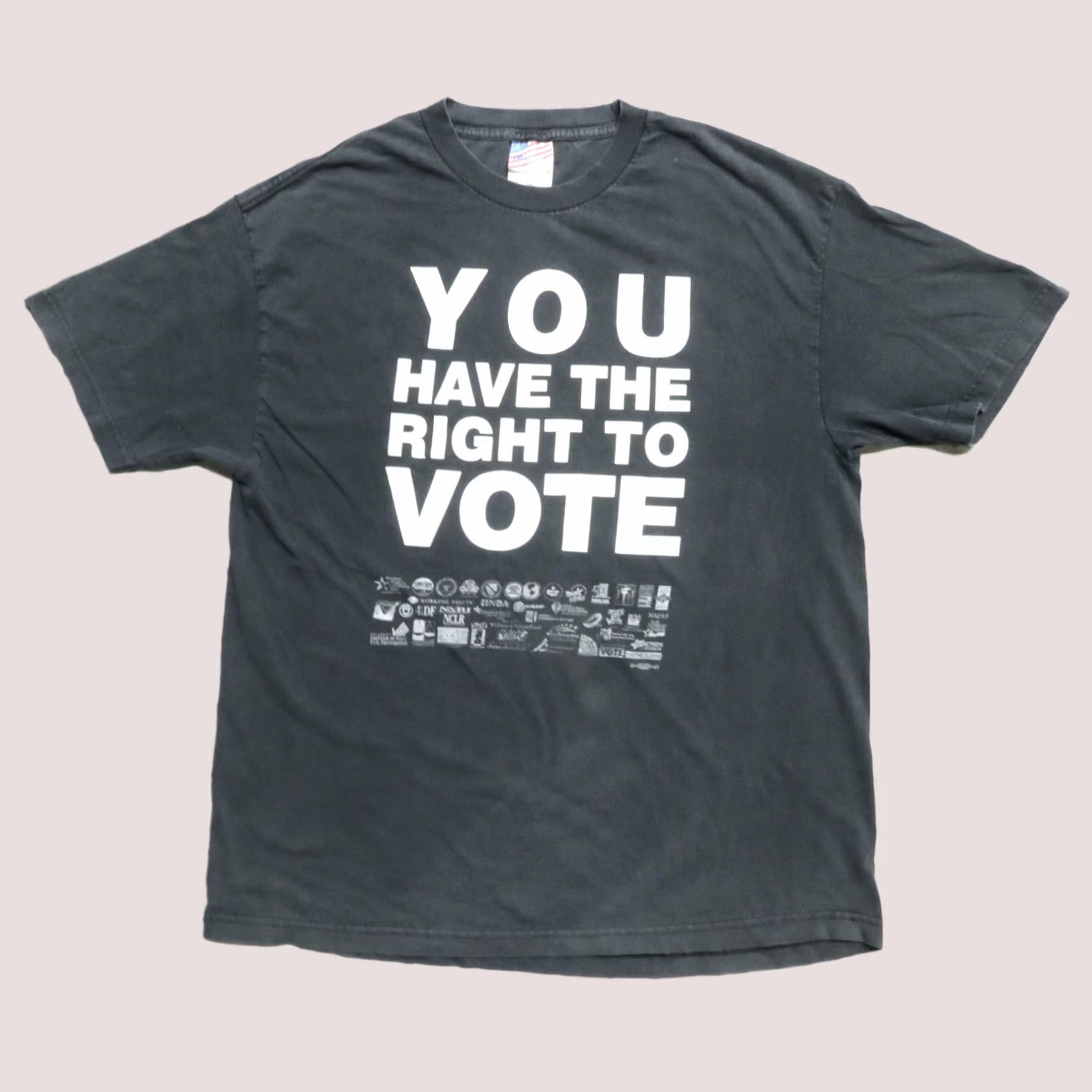 Fruit Of The Loom Vintage 90s You Have The Right To Vote Election Protection Shirt XL Black Mens T-Shirt Size US L / EU 52-54 / 3 - 1 Thumbnail