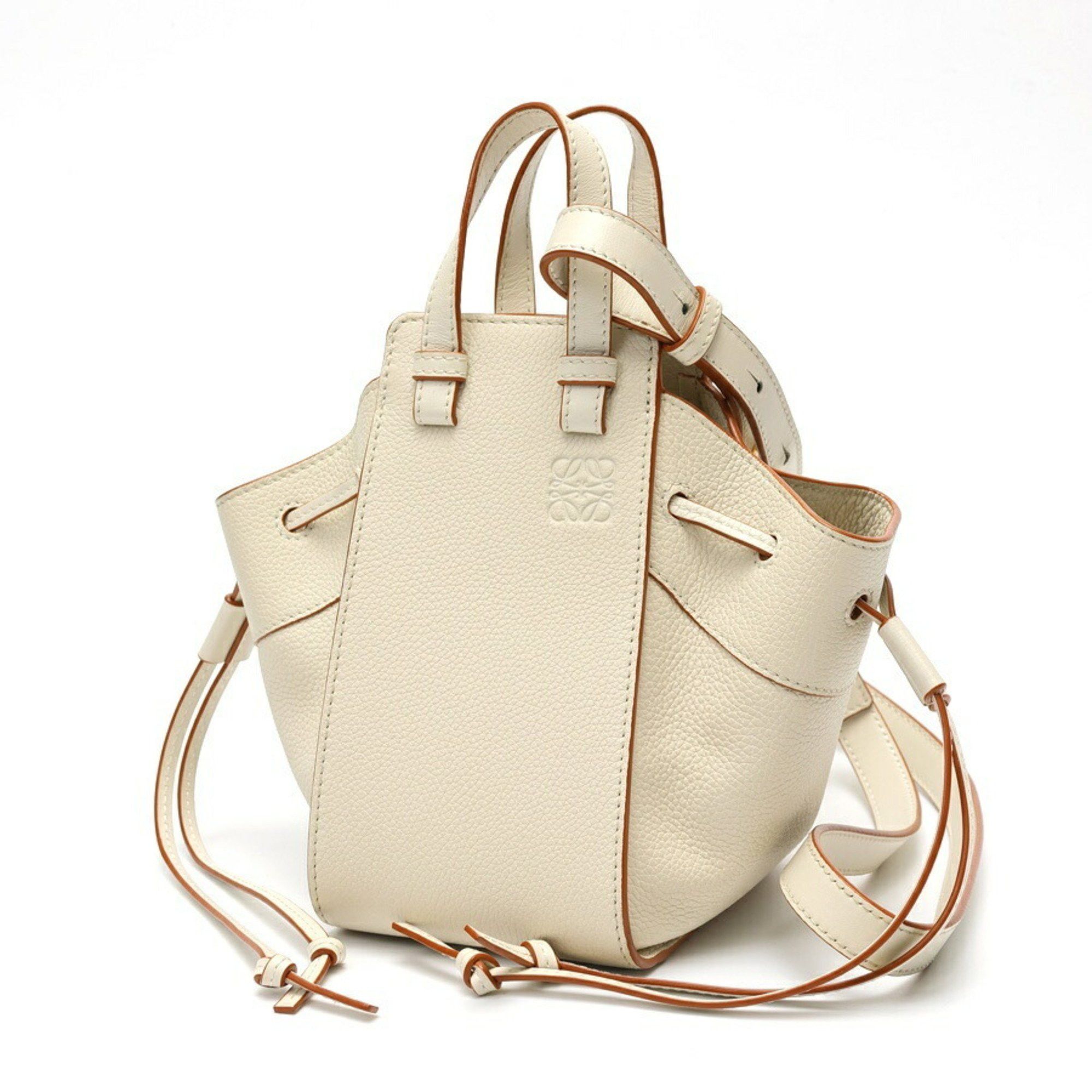 Loewe LOEWE Hammock Drawstring Mini Shoulder Bag A538V07X15 in Soft Grained Calfskin Ivory, S-159192 Size ONE SIZE - 1 Thumbnail