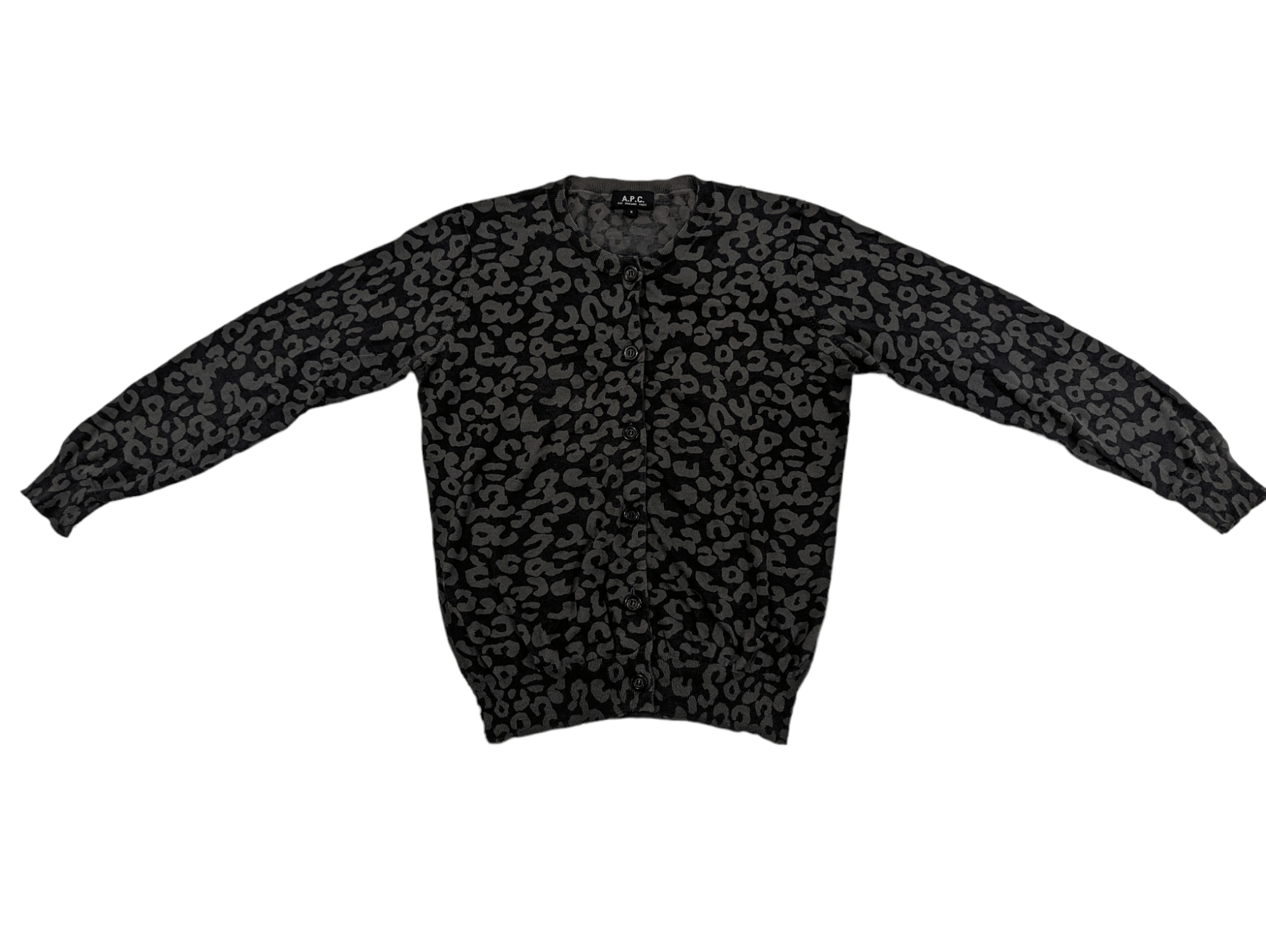 image of A P C x Archival Clothing Rue Madame Paris Cheetah Leapord Print Cardigan M in Brown, Women's (Size