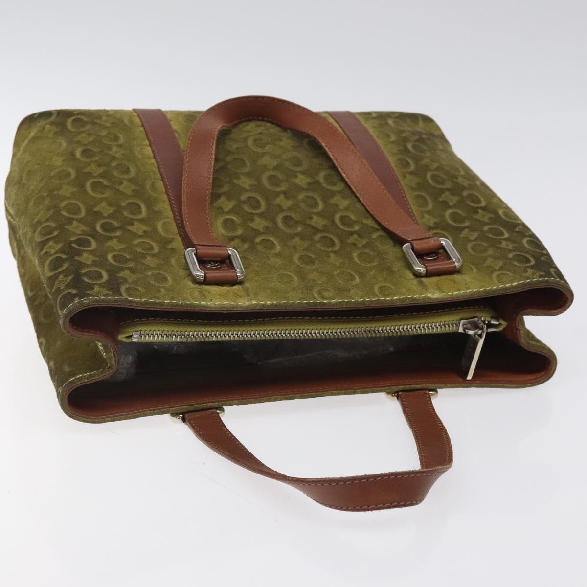 Celine CELINE C Macadam Canvas Hand Bag Suede Green Gold Size ONE SIZE - 6 Thumbnail