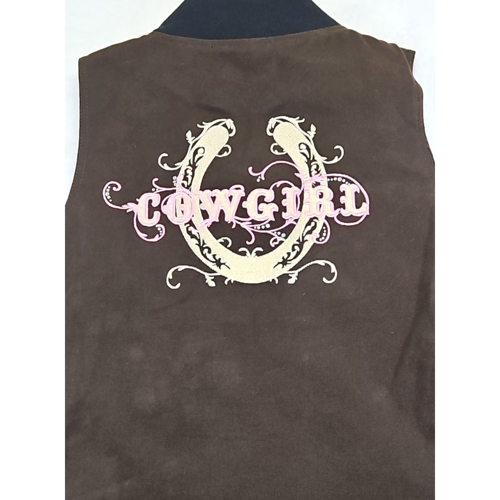 Vintage VINTAGE Y2K Cowgirl Western Zip Vest Brown Horseshoe Graphic Ransom Ranch Size M Women Embroidered Cotton Zip Vest Western Mens Women Girls? Size M / US 6-8 / IT 42-44 - 6 Thumbnail