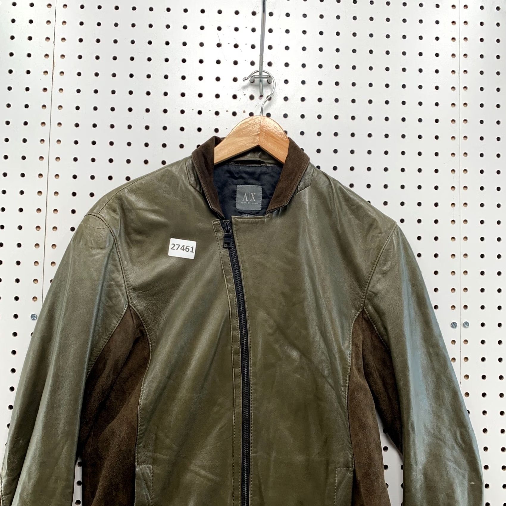 Armani Exchange Armani Exchange Woman Small Green Lamb Suede Zipper Motorcycle 20.5x25.5 Size S / US 4 / IT 40 - 2 Thumbnail
