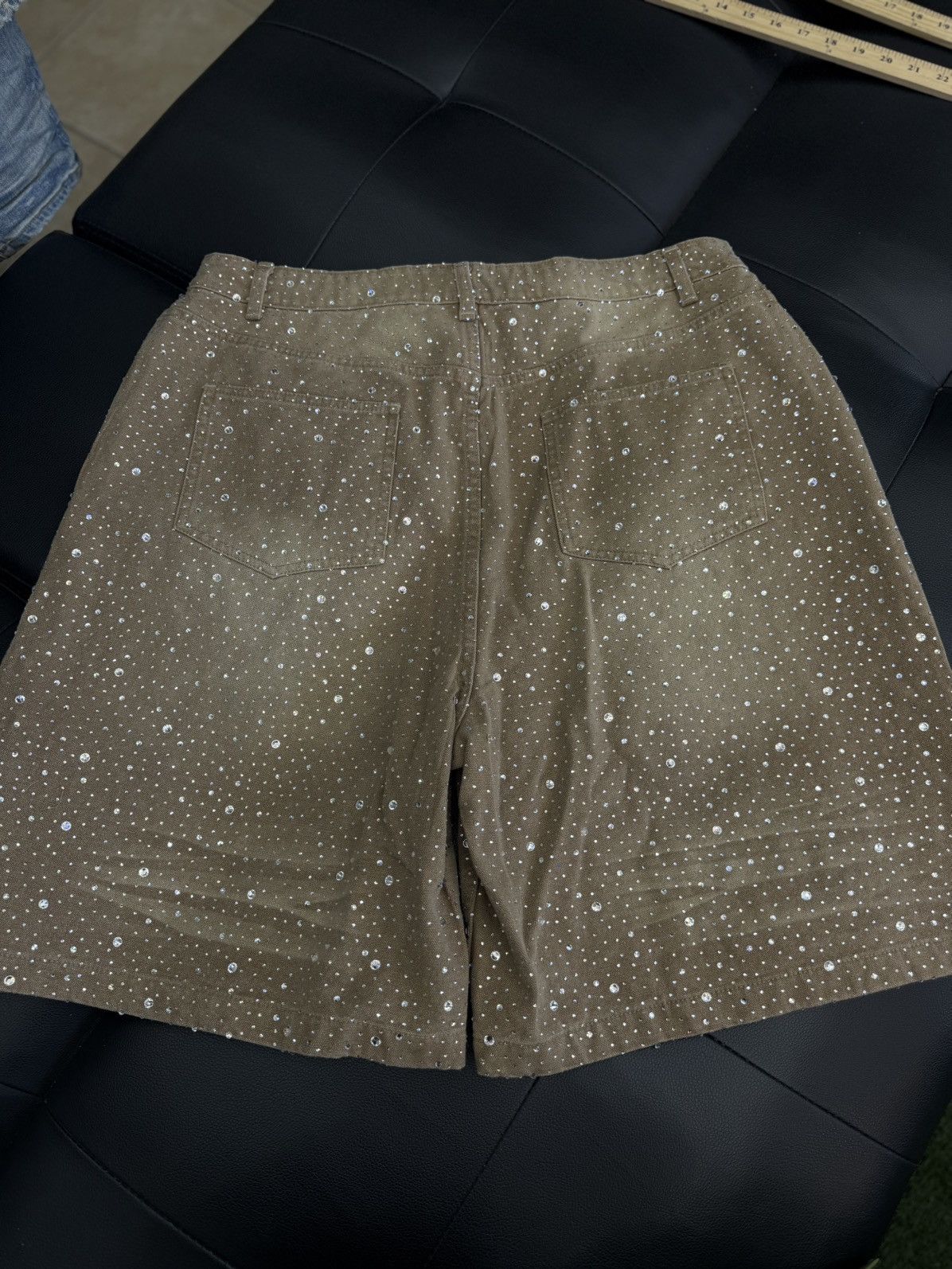 Vale Valley Rhinestone Crystal Shorts Denim Tan Size 32 Size US 32 / EU 48 - 5 Thumbnail