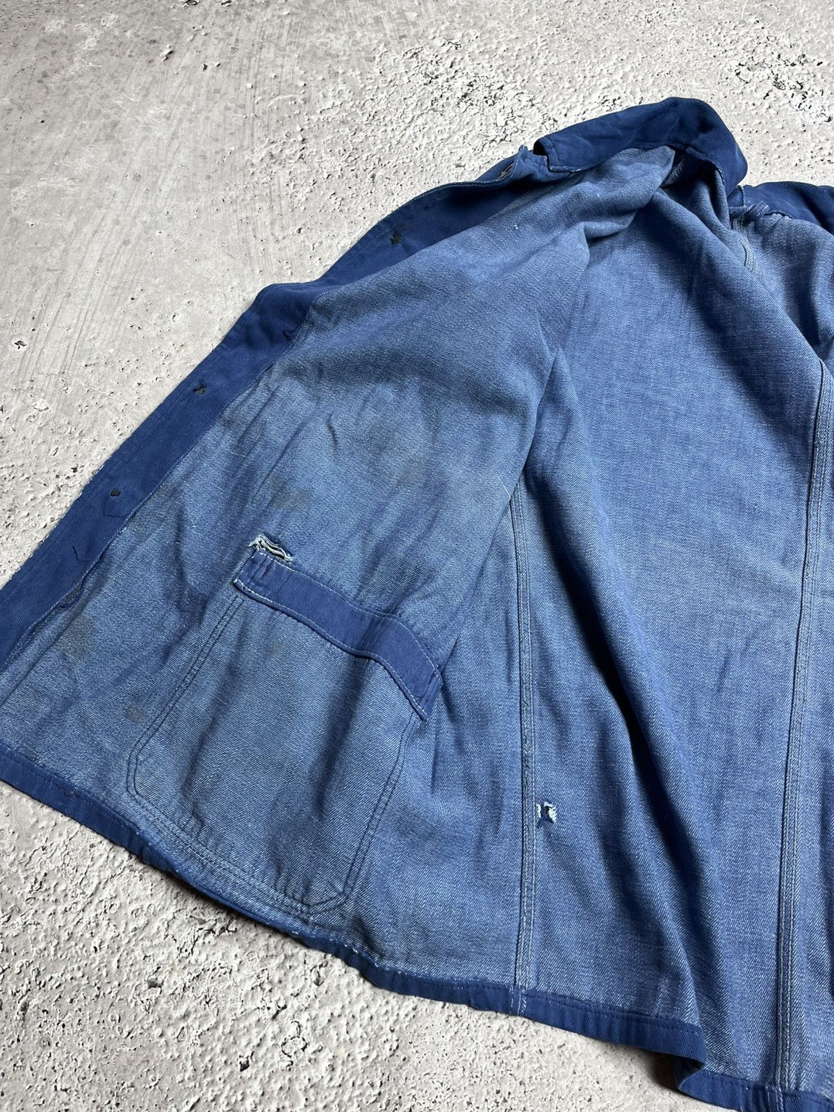 Other Vintage Workwear Distressed French Chore Jacket Blue Canvas Size US M / EU 48-50 / 2 - 11 Thumbnail