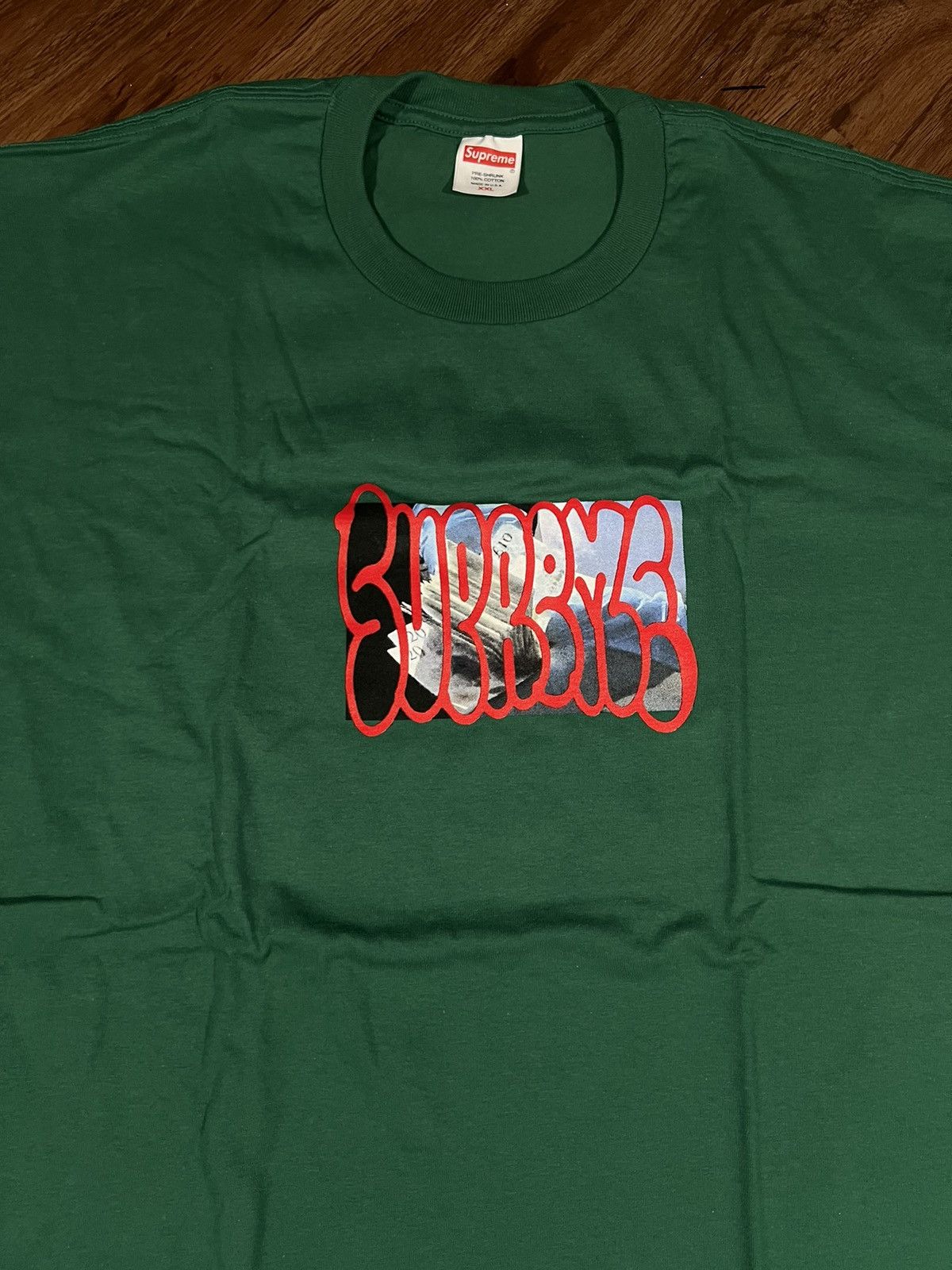 image of Hypebeast x Supreme Payment Tee in Green, Men's (Size 2XL)