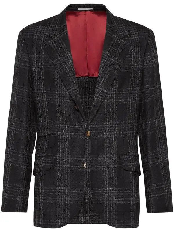 Brunello Cucinelli o1y0526 Single-breasted Blazer in Black/Gray Size US L / EU 52-54 / 3 - 1 Thumbnail