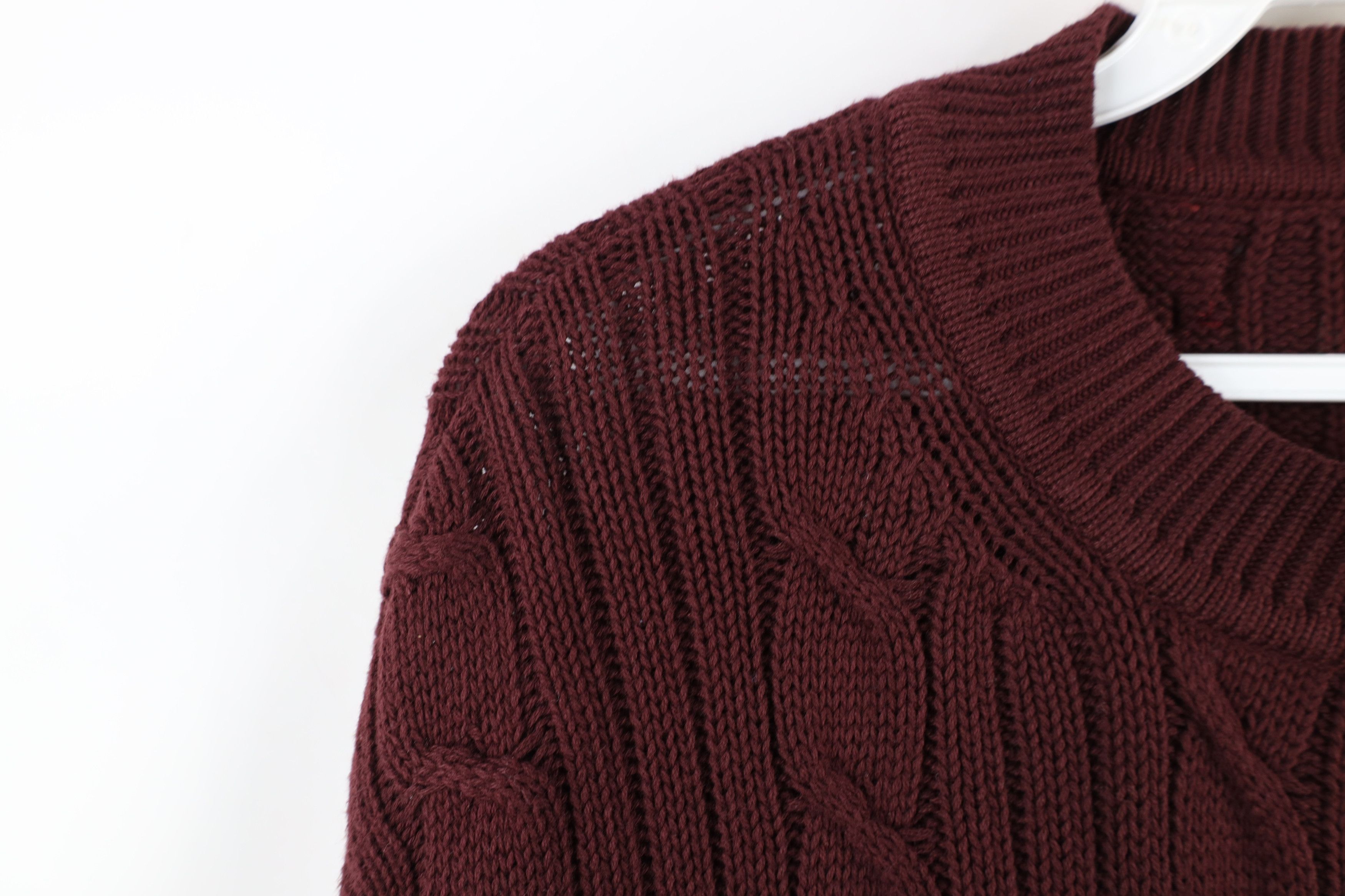 Vintage Vintage 90s Streetwear Ribbed Cable Knit Sweater Burgundy Size US L / EU 52-54 / 3 - 6 Thumbnail