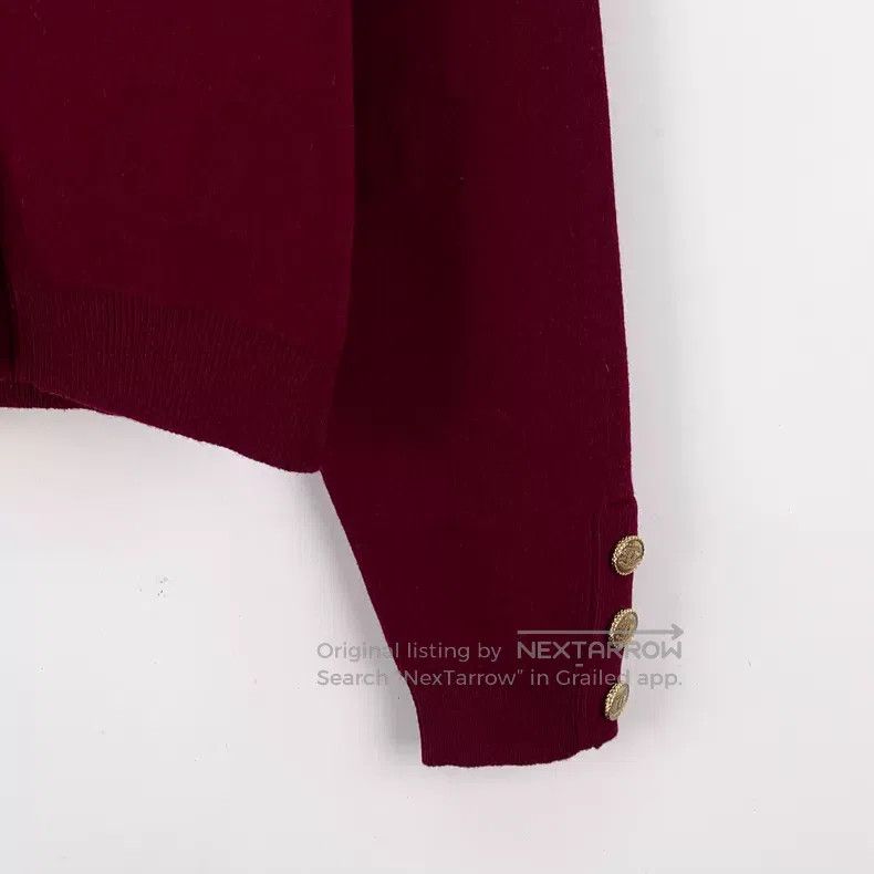 Chanel Chanel Burgundy logo embossed cashmere V-neck single-breas Size XS / US 0-2 / IT 36-38 - 4 Thumbnail