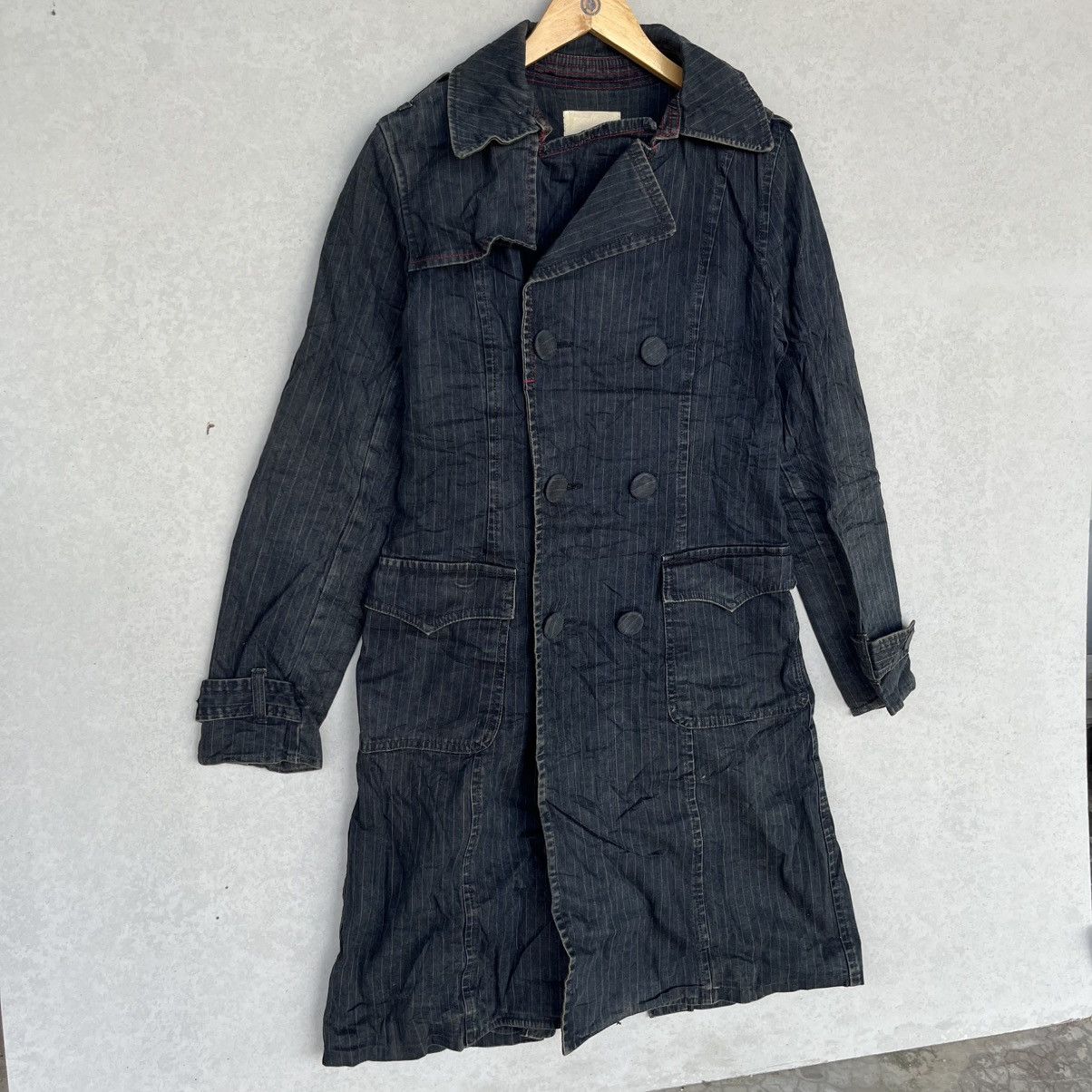 Other Vintage Black Denim Trench Coat With Double-Breasted Button Size M / US 6-8 / IT 42-44 - 3 Thumbnail