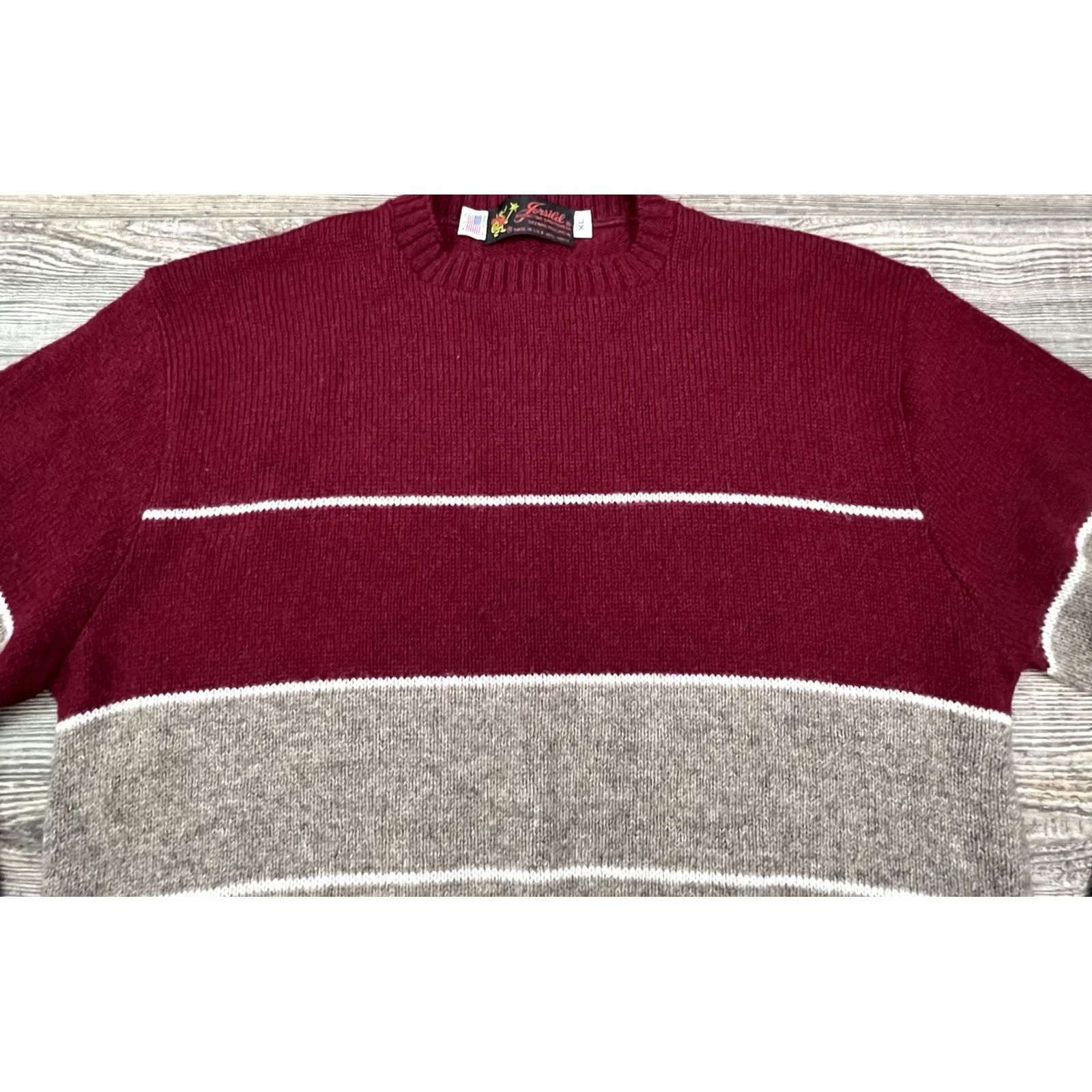 Vintage Jersild Usa Mens 1XL Sweater Striped Wool Blend Career Casual Office, Men's — image 4 of 6