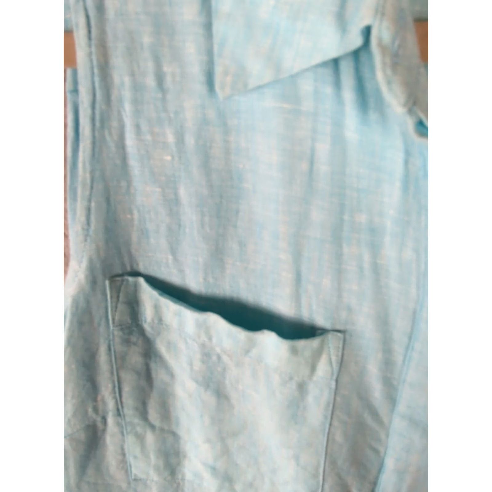 Vintage Chicos Linen Tunic Top Womens XS Blue Sleeveless V-Neck Button slits lagenlook Beach Bohemian Coastal Size XS / US 0-2 / IT 36-38 - 3 Thumbnail