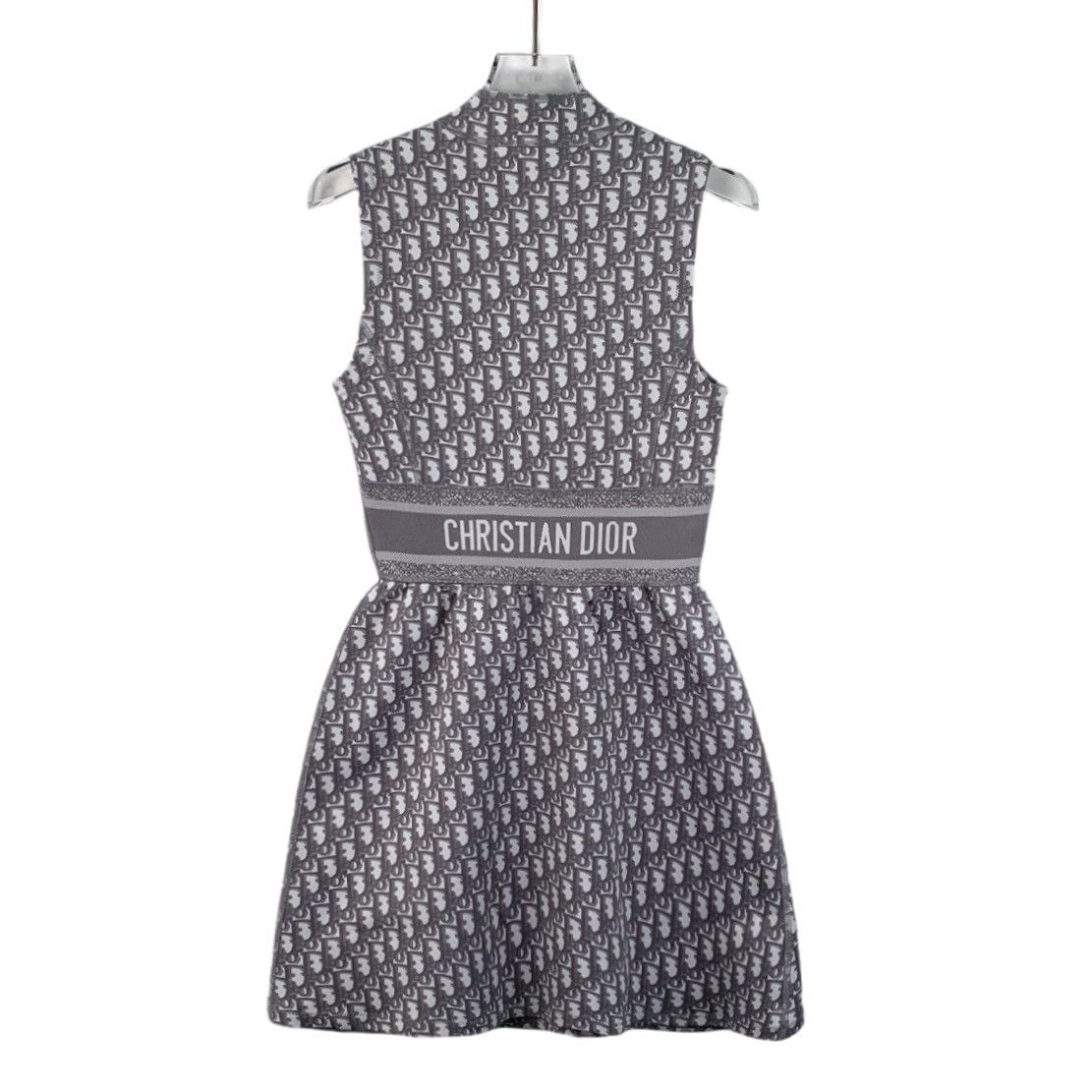 Dior Dior Gray Logo Jacquard Print Stand Collar Semi-Zip-Up Dress Size XS / US 0-2 / IT 36-38 - 2 Thumbnail