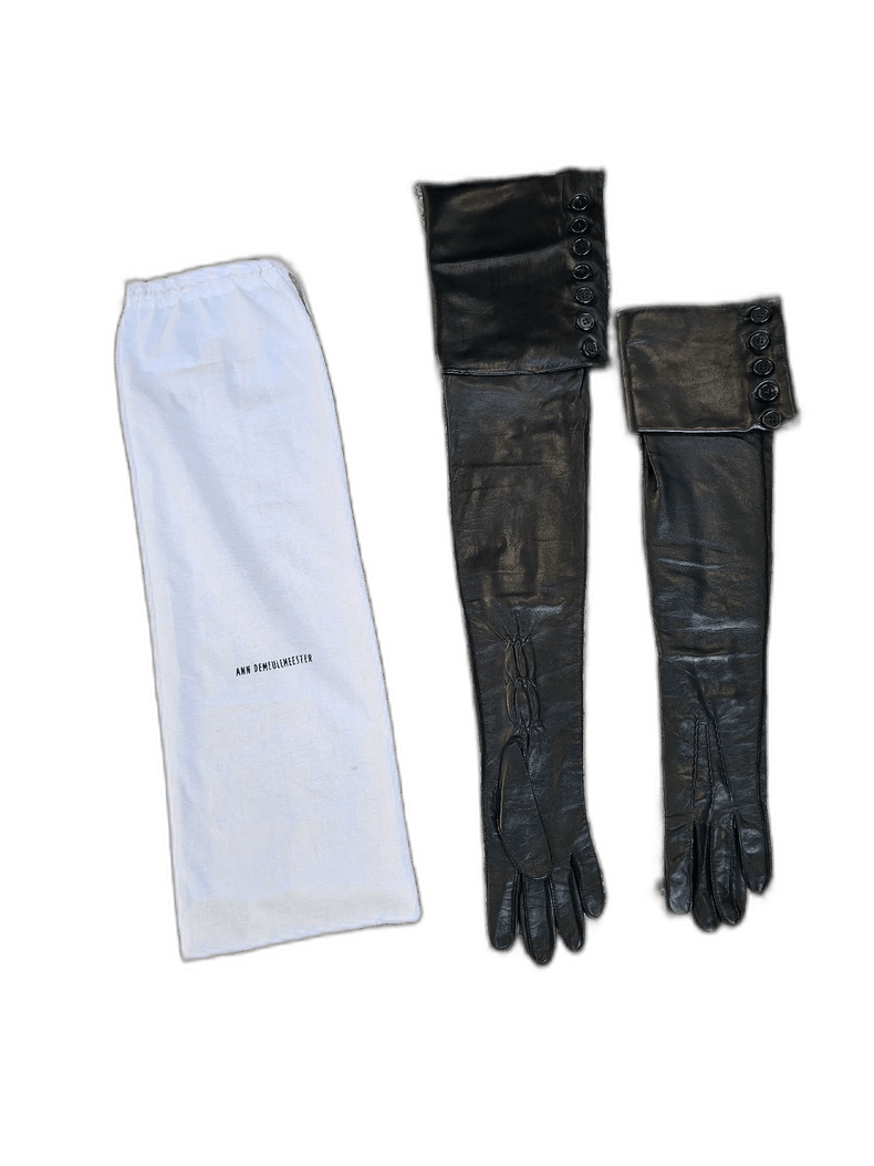 Ann Demeulemeester Ann Demeulemeester Black Leather Gloves Size ONE SIZE - 1 Thumbnail