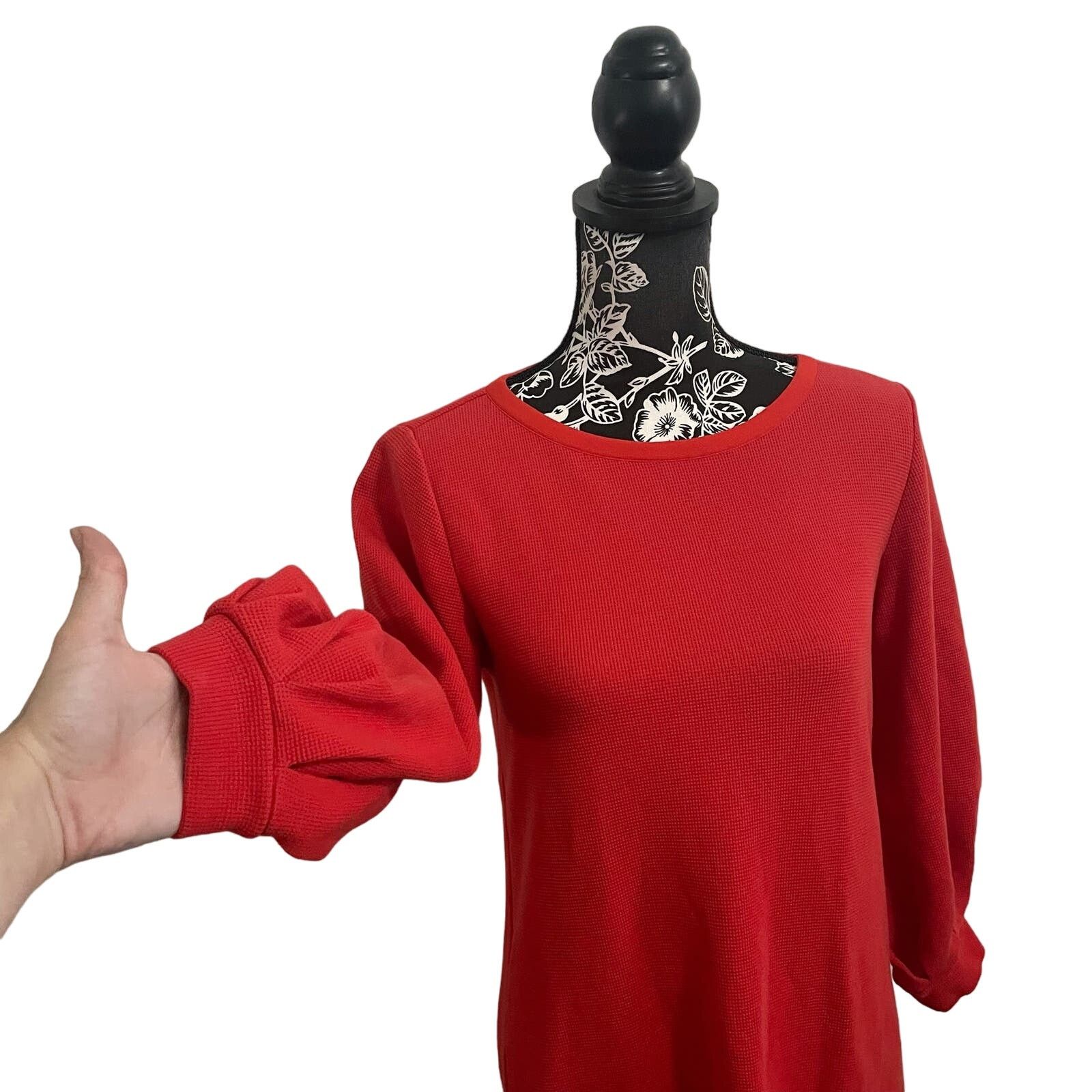 Massimo Dutti Massimo Dutti Midi Dress Waffle Knit Keyhole Orange Medium Size M / US 6-8 / IT 42-44 - 4 Thumbnail