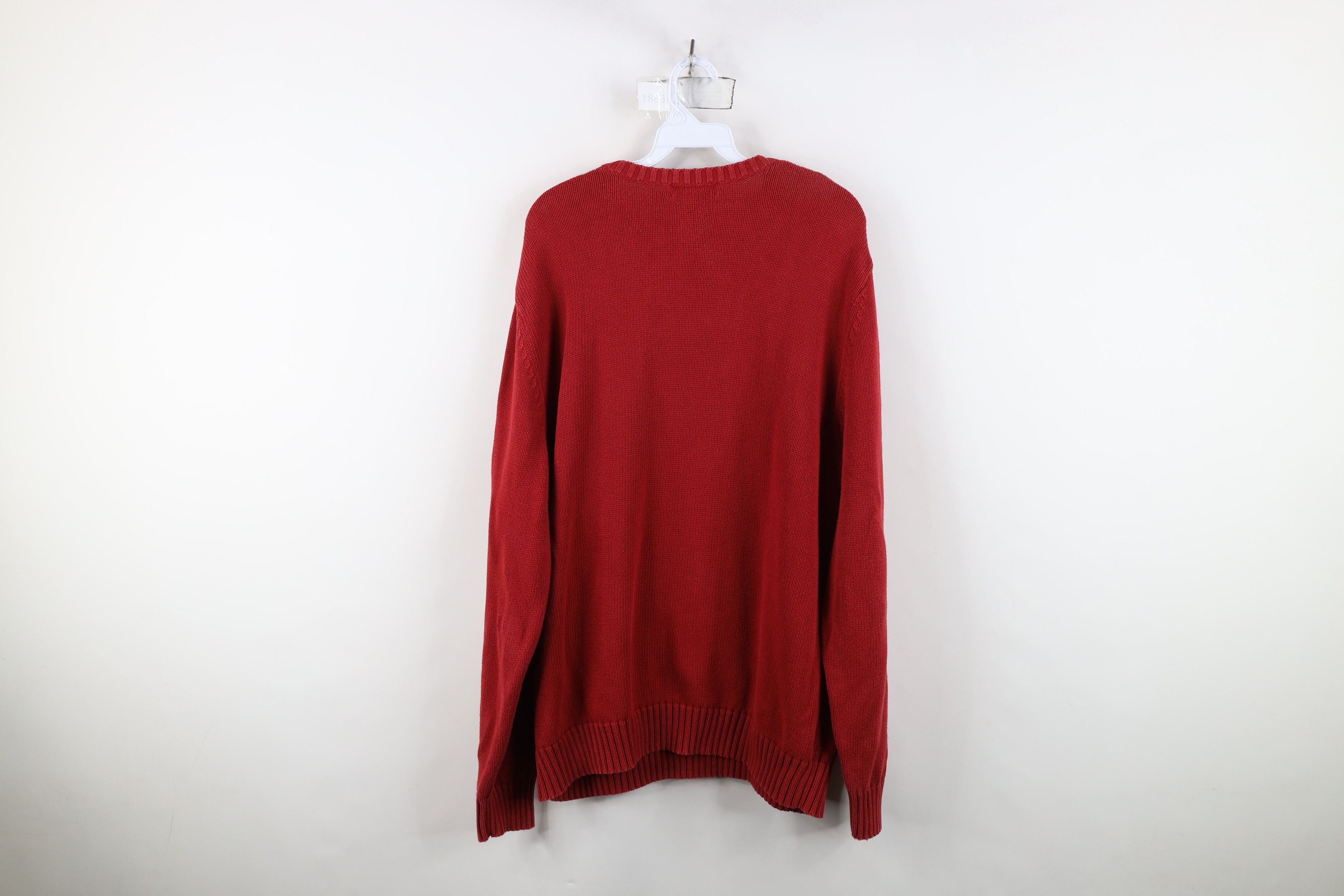 Lands' End Vintage 90s Lands End Blank Cotton Knit Crewneck Sweater Red Size US L / EU 52-54 / 3 - 12 Thumbnail